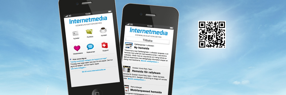 Internetmedia i din mobil, Nu finns Internetmedia l�ttillg�nglig i din mobil. Fota av QR-koden med din smartphone s� kommer du direkt till v�r mobilanpassade hemsida.